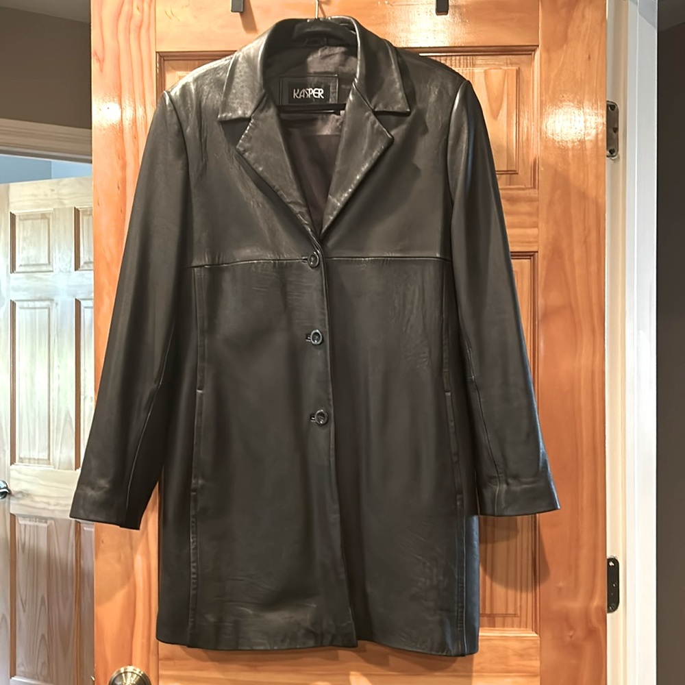 Men's XLarge Kasper Black Leather Dress Jacket